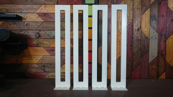 マットホワイトでアイアンな極細鉄脚♪ 20×120×650mm □型 4脚ver  