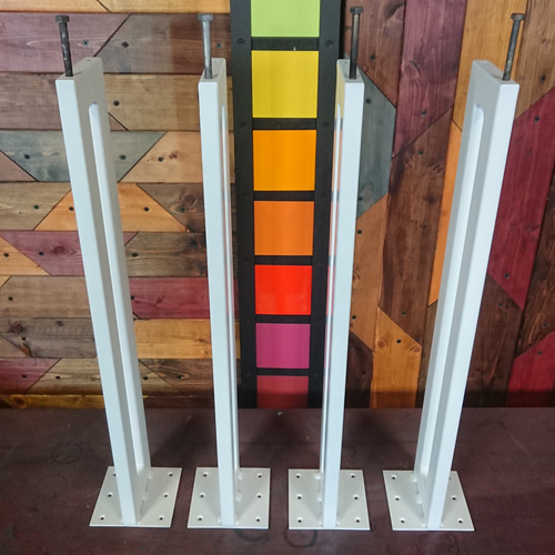 マットホワイトでアイアンな極細鉄脚♪ 20×120×650mm □型 4脚ver  