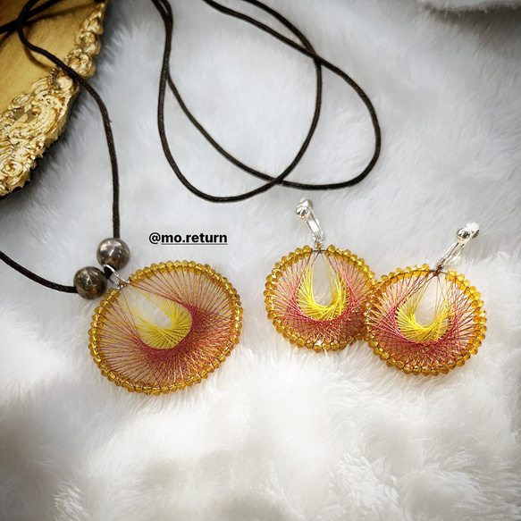 糸かけ曼荼羅アクセサリー雑貨キラキラ✨イヤリング✨ピアス