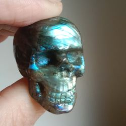 拉長石骷髏頭手工銀戒純銀戒指~「女王頭」 ~Labradorite Stone Skull Silver Ring 第1張的照片