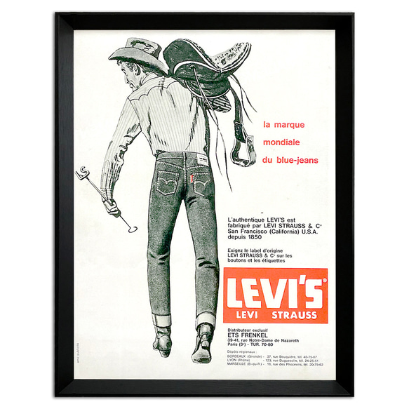リーバイス ジーンズ 1960年代 ヴィンテージ 雑誌 広告 額付 ポスター 3枚目の画像