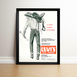 リーバイス ジーンズ 1960年代 ヴィンテージ 雑誌 広告 額付 ポスター 1枚目の画像