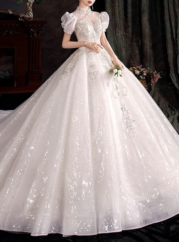 ヘプバーン風憧れのドレス 高級ウェディングド レスオーダーメイド  