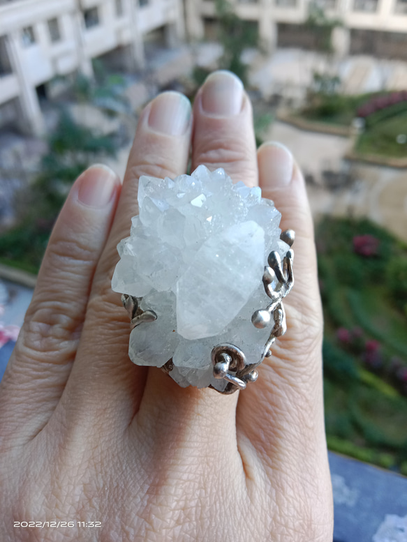 魚眼石原礦手工銀戒 純銀戒指~「我可以/I Can」~ Apophyllite  Mineral Silver Ring 第1張的照片