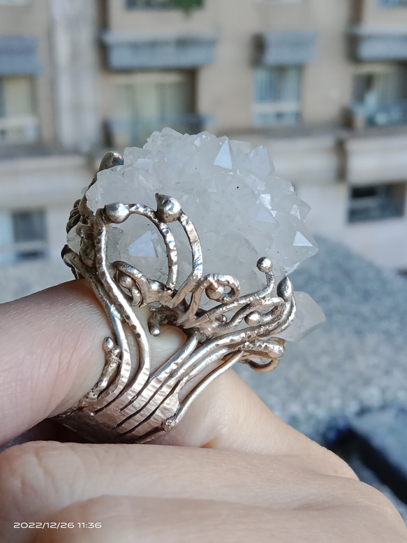 魚眼石原礦手工銀戒 純銀戒指~「我可以/I Can」~ Apophyllite  Mineral Silver Ring 第9張的照片