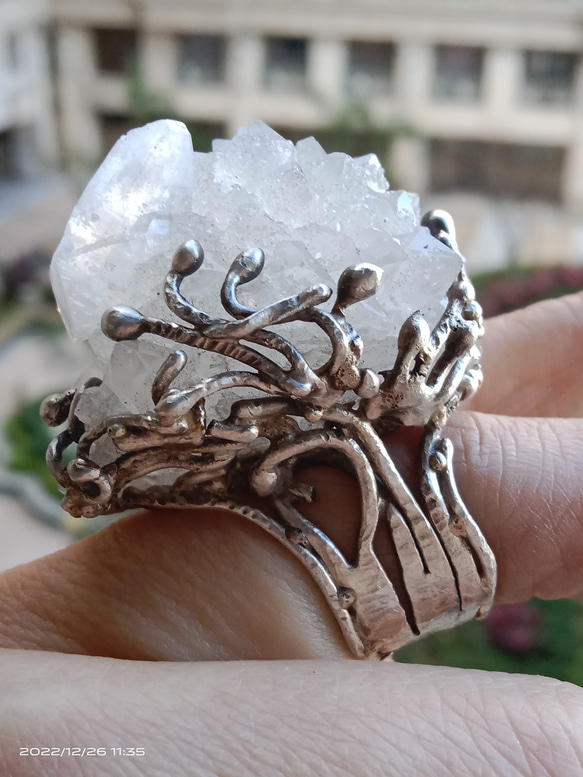 魚眼石原礦手工銀戒 純銀戒指~「我可以/I Can」~ Apophyllite  Mineral Silver Ring 第2張的照片