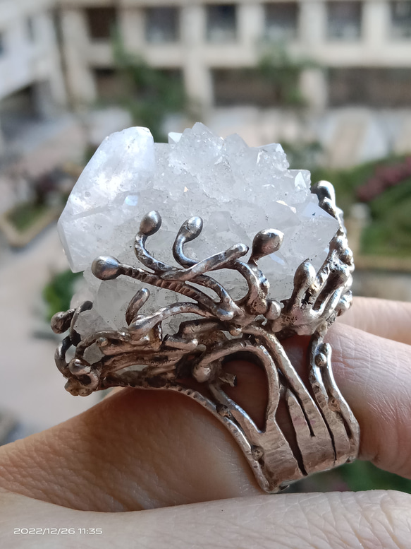 魚眼石原礦手工銀戒 純銀戒指~「我可以/I Can」~ Apophyllite  Mineral Silver Ring 第7張的照片