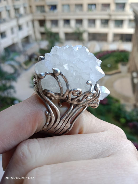 魚眼石原礦手工銀戒 純銀戒指~「我可以/I Can」~ Apophyllite  Mineral Silver Ring 第4張的照片