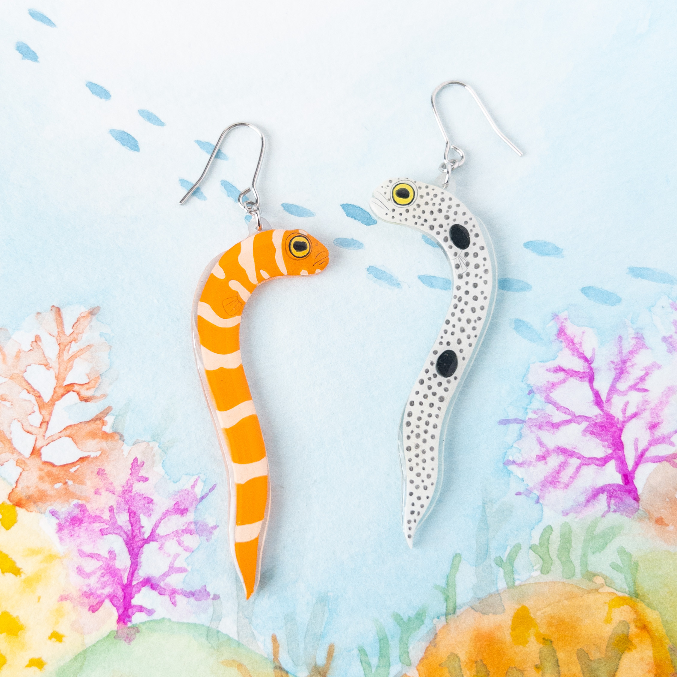 瓶詰め　チンアナゴとニシキアナゴピアス チンアナゴ&ニシキアナゴ＊ピアス/イヤリング ピアス（フック