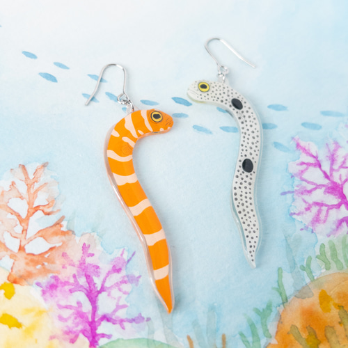 チンアナゴとニシキアナゴピアス チンアナゴ&ニシキアナゴ＊ピアス/イヤリング ピアス（フック