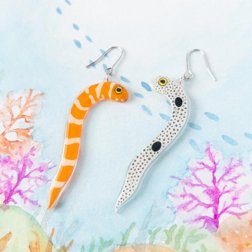 チンアナゴとニシキアナゴピアス チンアナゴ&ニシキアナゴ＊ピアス/イヤリング ピアス（フック