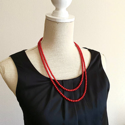 再販5】オーダー製作☆赤珊瑚の14kgf超ロングネックレス☆赤珊瑚