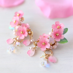 櫻花Shararin*bijou 耳夾(雙耳) 鮮花、禮物、粉紅色、日式服裝、日式服裝 第6張的照片