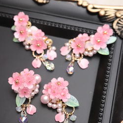 櫻花Shararin*bijou 耳夾(雙耳) 鮮花、禮物、粉紅色、日式服裝、日式服裝 第15張的照片