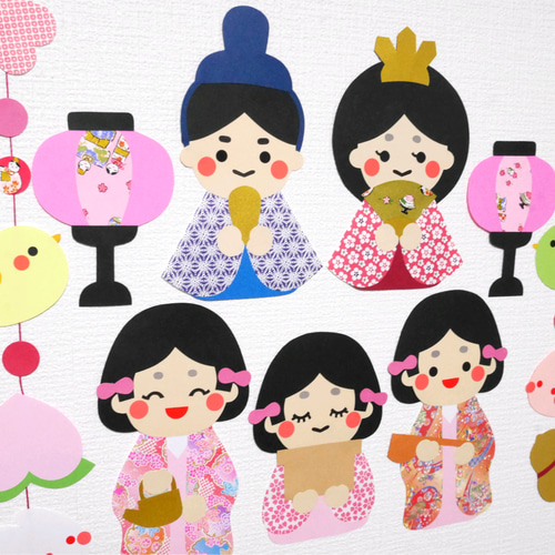3月 ひな祭りの壁面飾り♪コンパクトサイズ 切り絵 yururi 通販