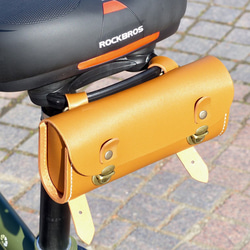 サドルバッグ　自転車用　総国産牛革製　ツールバッグ　ハンドルやフレームにも取付可能 3枚目の画像