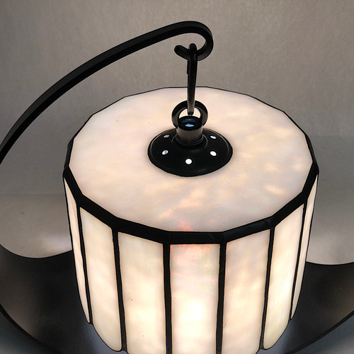 ステンドグラスランプ（シルクホワイト イリデセント）ささ舟型鉄