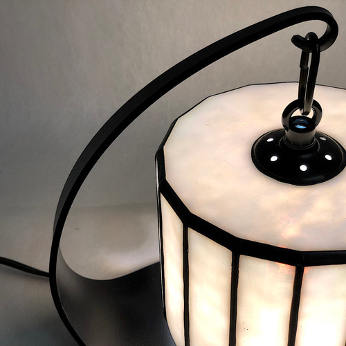 ステンドグラスランプ（シルクホワイト イリデセント）ささ舟型鉄