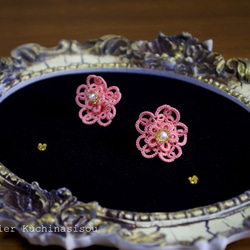 梭織花朵耳環&lt;櫻花&gt; 第5張的照片