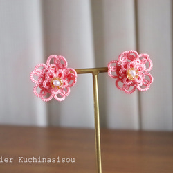 梭織花朵耳環&lt;櫻花&gt; 第4張的照片