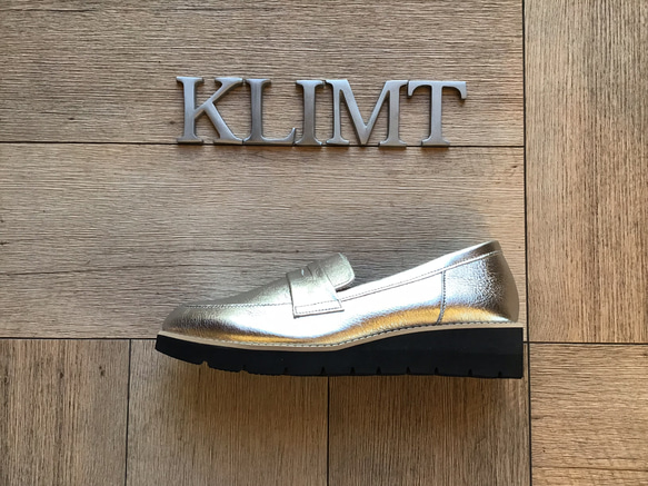 MOHI 厚底ベネチアンローファー 23.5㎝ シルバー スリッポン ウエッジソールコインローファー シルバー スリッポン KLIMT