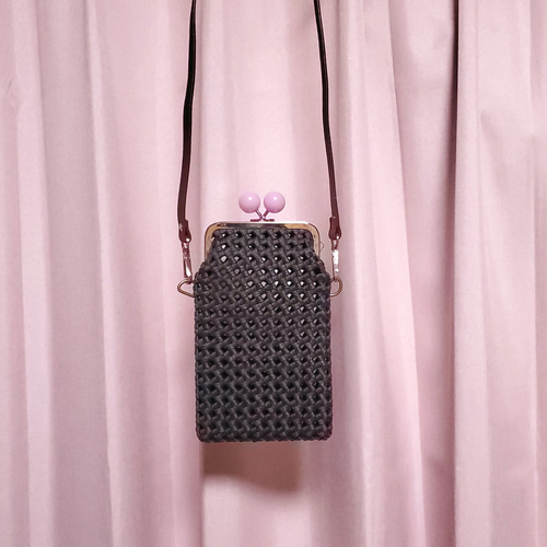 縦サイズ変更可能❣️あめ玉口金(10.5cm)のがま口スマホショルダー