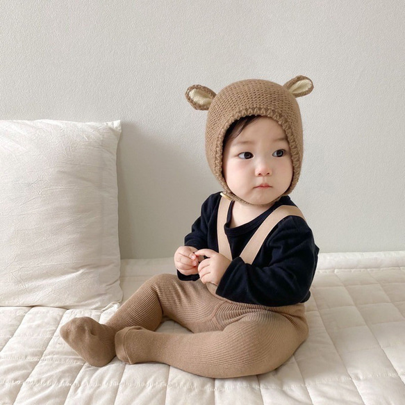 ベビー 韓国子供 耳付きニット帽 キャップ 帽子 ボンネット 8枚目の画像