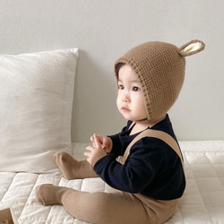 ベビー 韓国子供 耳付きニット帽 キャップ 帽子 ボンネット 7枚目の画像