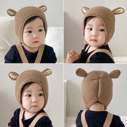 ベビー 韓国子供 耳付きニット帽 キャップ 帽子 ボンネット 9枚目の画像