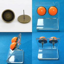 ５ペア（10個）セッティング付きピアス金具１ペア+シリコンキャッチ付直径14mm・ピアスベース/型番75（10個） 3枚目の画像