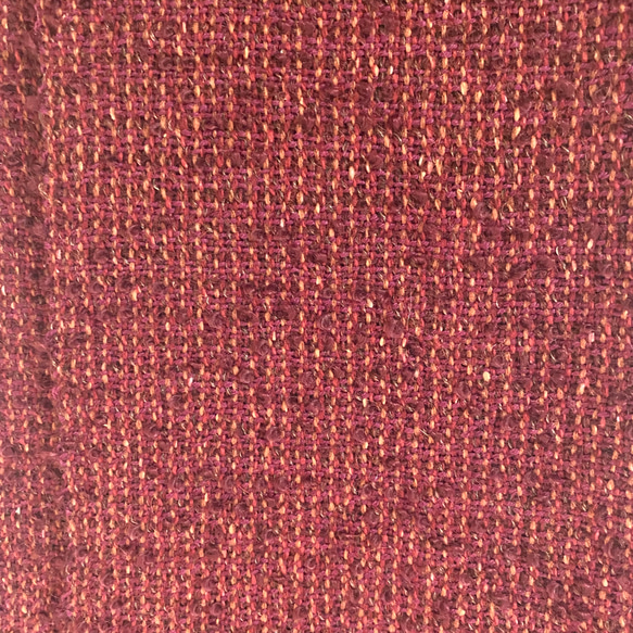 ストール　大判　赤　エンジ　茶　ウール糸　女性　手織り　チクチクしない 7枚目の画像