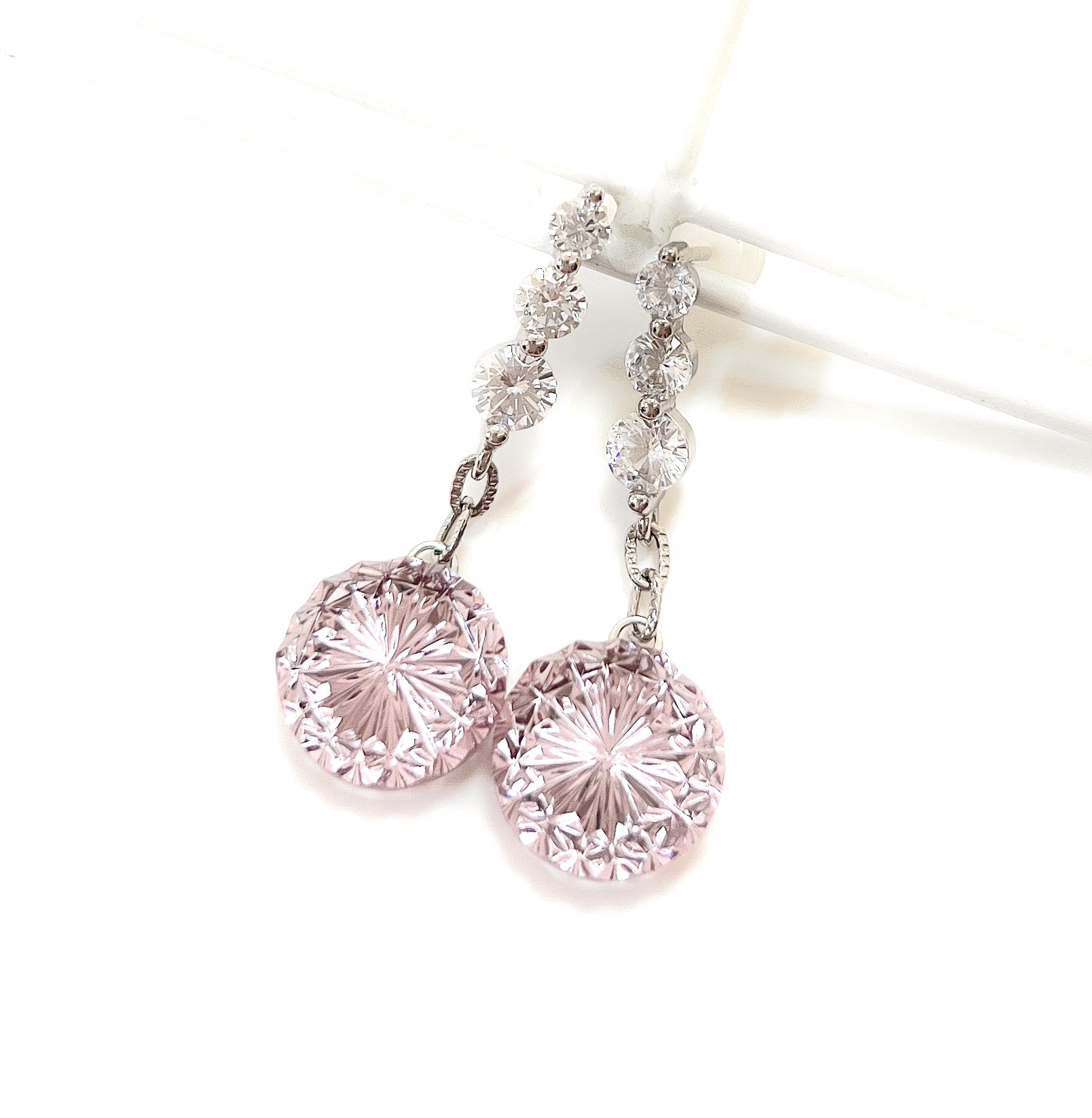 東京切子ピアス　菊　アメジスト　Three diamonds II
