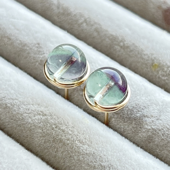 14kgf バイカラーフローライトピアス♡