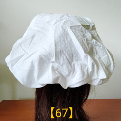 【67】医療帽子　ケア帽子　バンダナキャップ　室内帽子　治療帽子〈白　ドット　水玉〉#新作 3枚目の画像