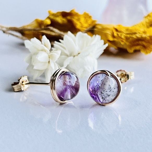 14kgf バイカラーフローライトピアス♡