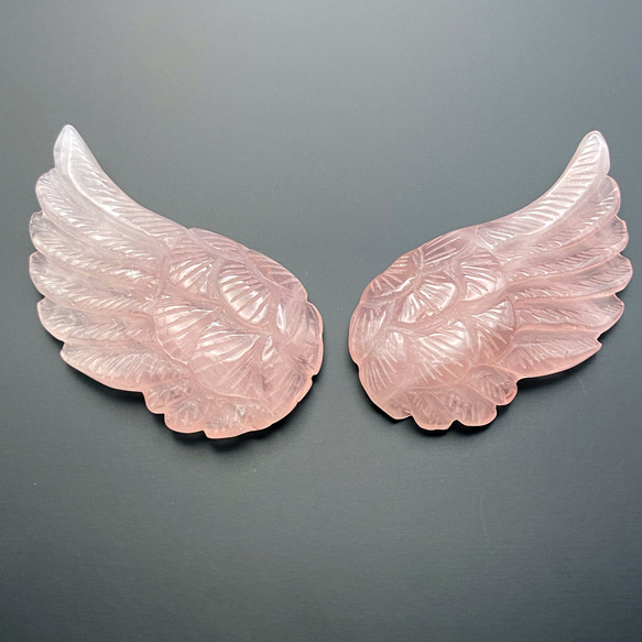 幸運の天使の羽（天然石ローズクォーツ）# 034 4枚目の画像