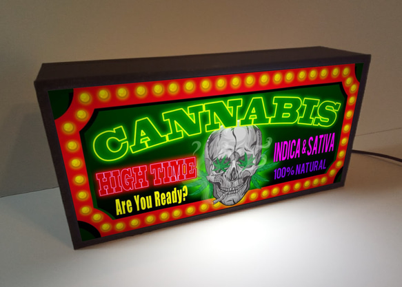 CANNABIS 大麻 スカル 煙草 ベイプ たばこ ロック ミニチュア サイン ランプ 看板 置物 雑貨 ライトBOX 2枚目の画像