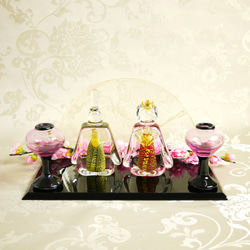正品金箔玻璃雛娃娃（hina dolls），多種裝飾可選（盒裝，含黑色著色板） 第2張的照片