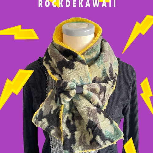 迷彩柄のフェイクファーマフラー【日本製生地使用】 マフラー FAWN