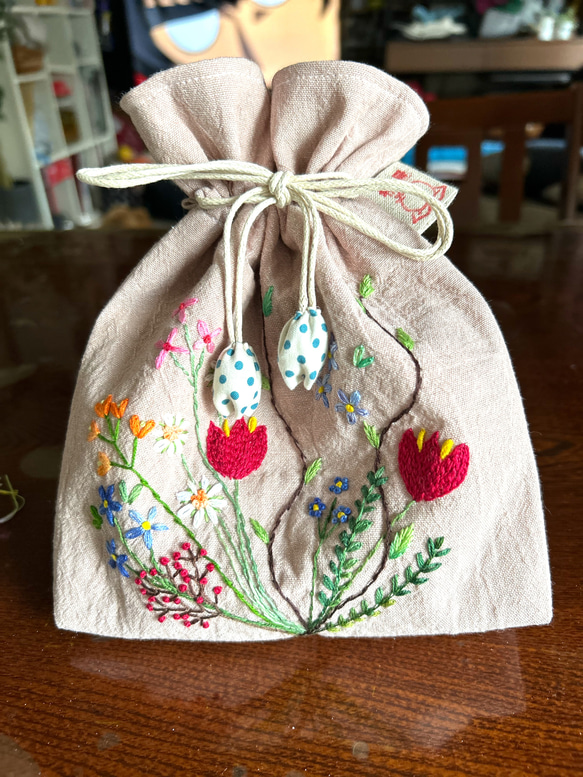 桃色花束巾着袋 巾着袋 桃屋ぴちこ 通販 15242776｜Creema(クリーマ