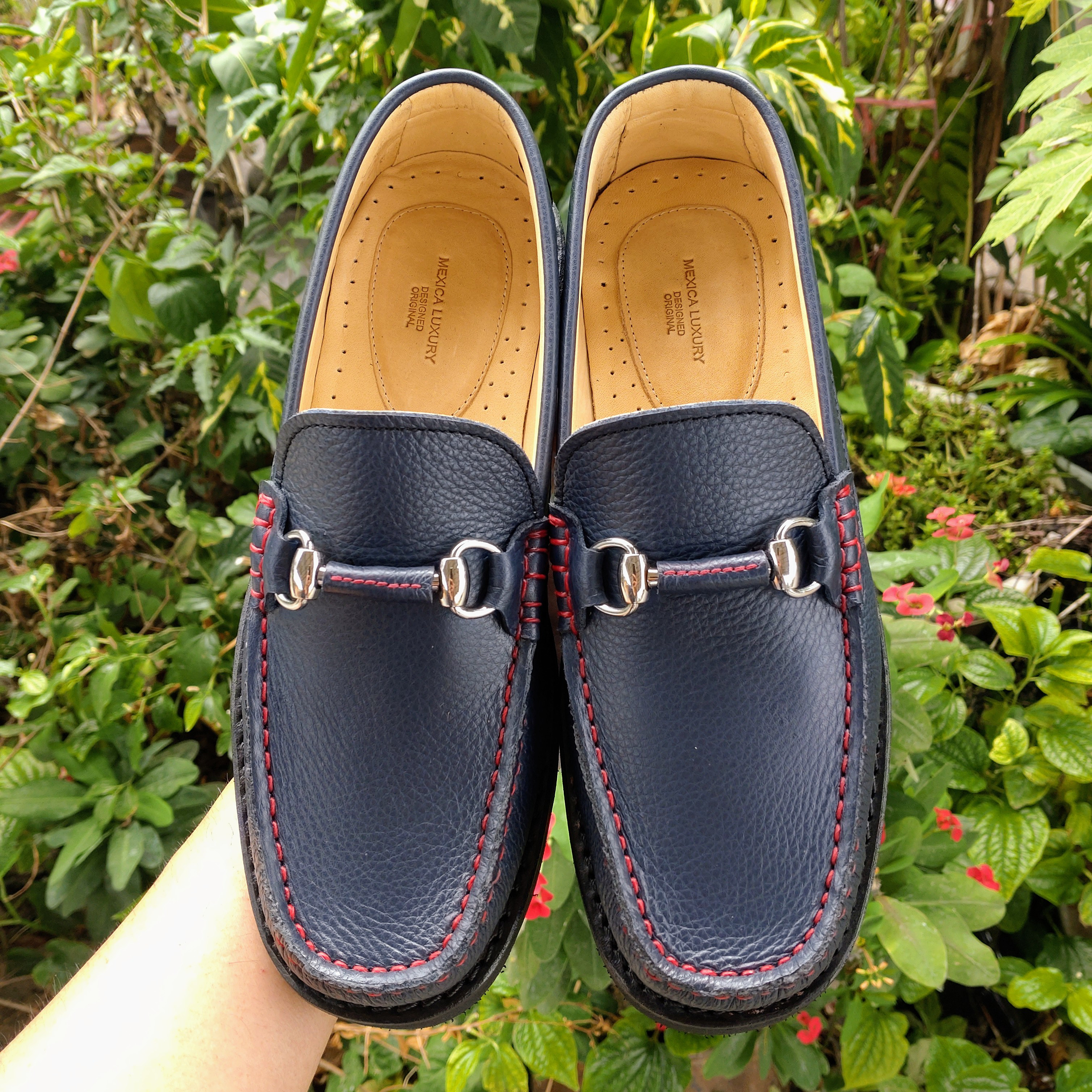 ◇新色ネイビー◇新ソール◇厚底◇軽量◇ビットローファー◇男女兼用◇レッドステッチ◇色変更可◇