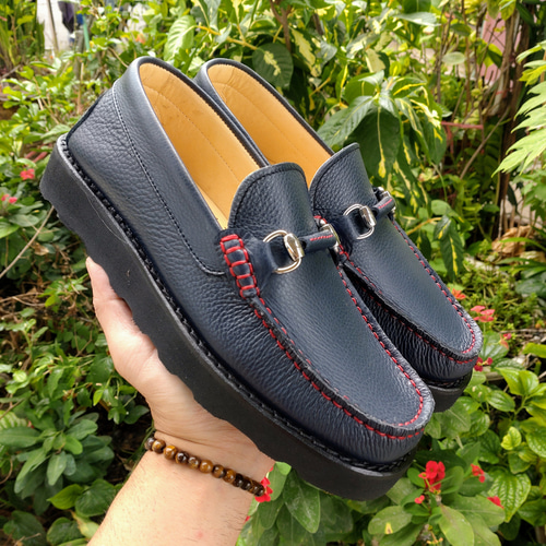 ◇新色ネイビー◇新ソール◇厚底◇軽量◇ビットローファー◇男女兼用