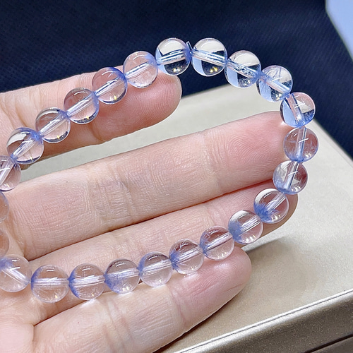 7.5mm 天然無処理 デュモルチェライトインクォーツ ブレスレット