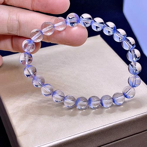 7.5mm 天然無処理 デュモルチェライトインクォーツ ブレスレット