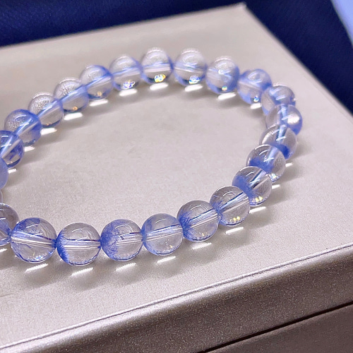 7.5mm 天然無処理 デュモルチェライトインクォーツ ブレスレット