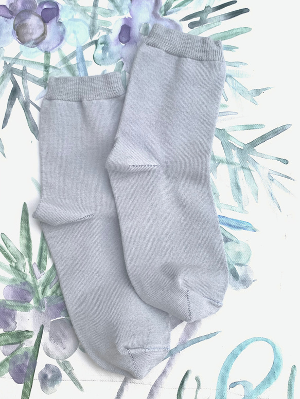 【ジュニパーベリー染め】シルクコットンあたためソックス【Organic Cotton＆Silk】 3枚目の画像