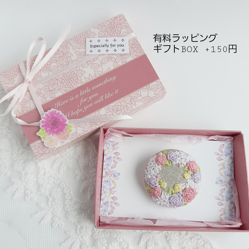 ビオラ刺繍ブローチ くるみボタンブローチ ブローチ HISAYORI