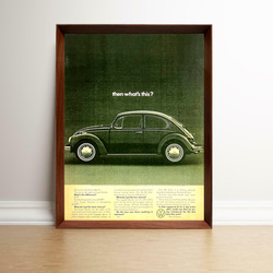 フォルクスワーゲン ビートル 1960年代 アメリカ ヴィンテージ 雑誌 広告 額付 ポスター 1枚目の画像