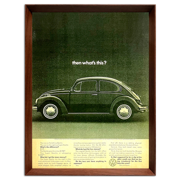 フォルクスワーゲン ビートル 1960年代 アメリカ ヴィンテージ 雑誌 広告 額付 ポスター 3枚目の画像