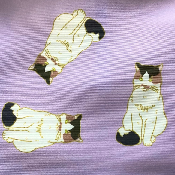 【オリジナル生地】長毛三毛猫さんのレジ袋型エコバッグ 2枚目の画像